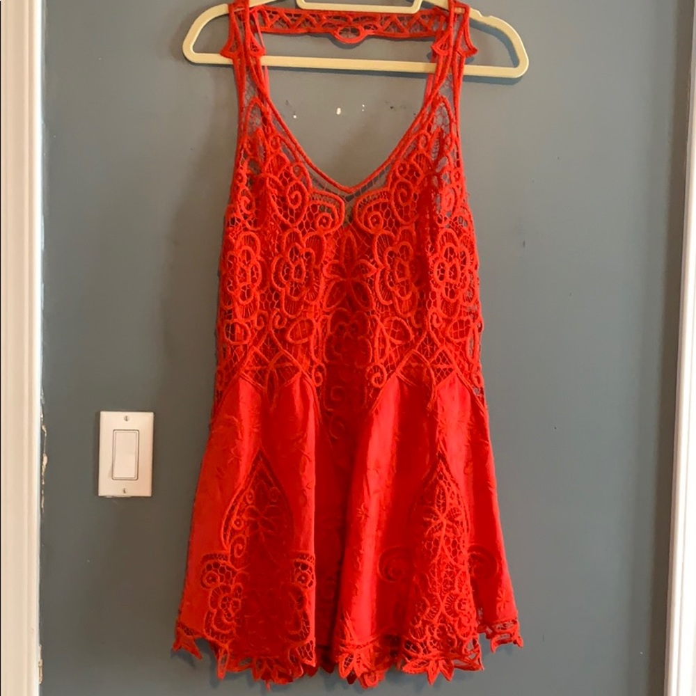 Red free people cocktail dress
